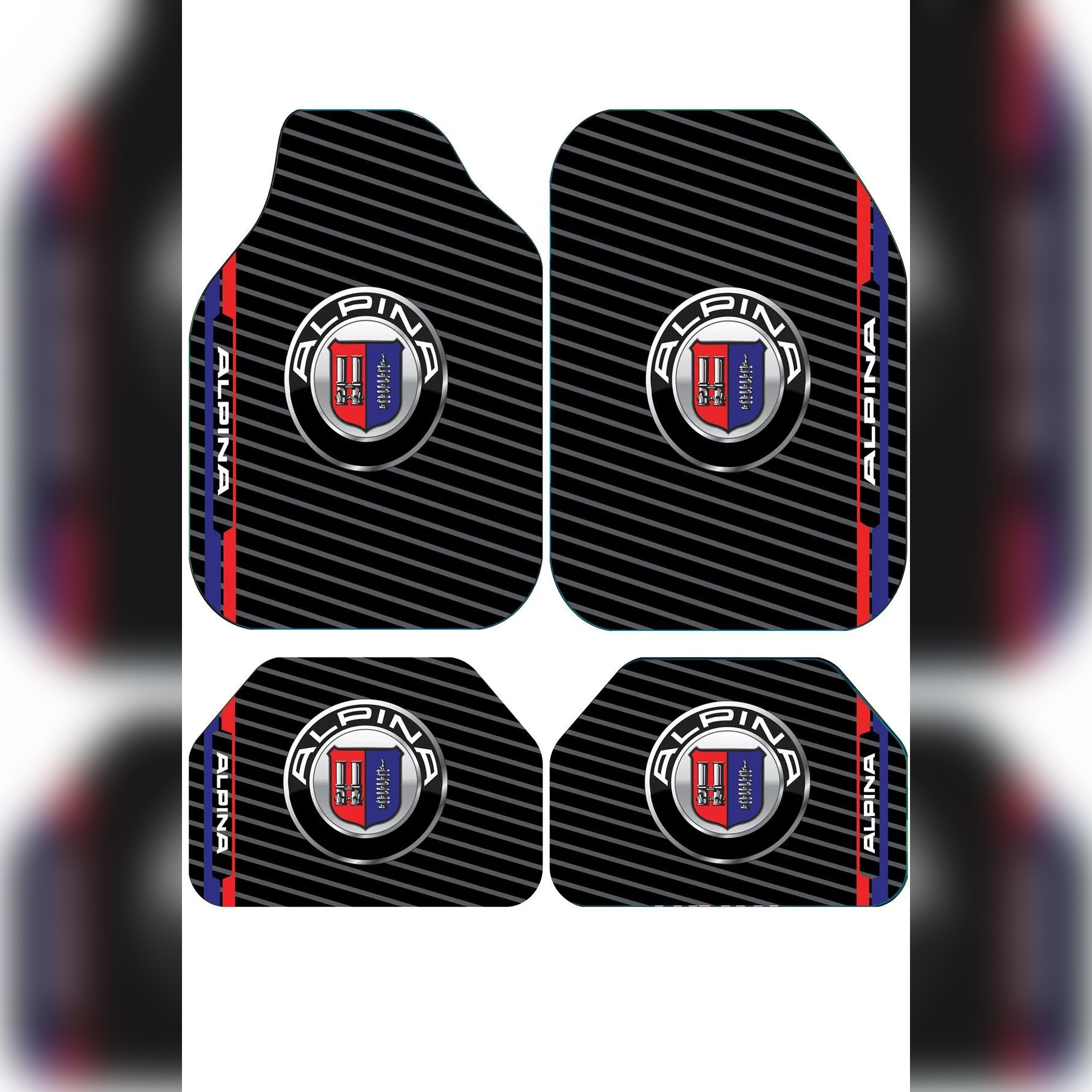 ALPINA Racing Temalı Kişiye Özel Tasarım Araç İçi Oto Paspası 4'lü Set – Universal Tüm Araç Modellerine Uyumlu, Kaymaz DOT Taban