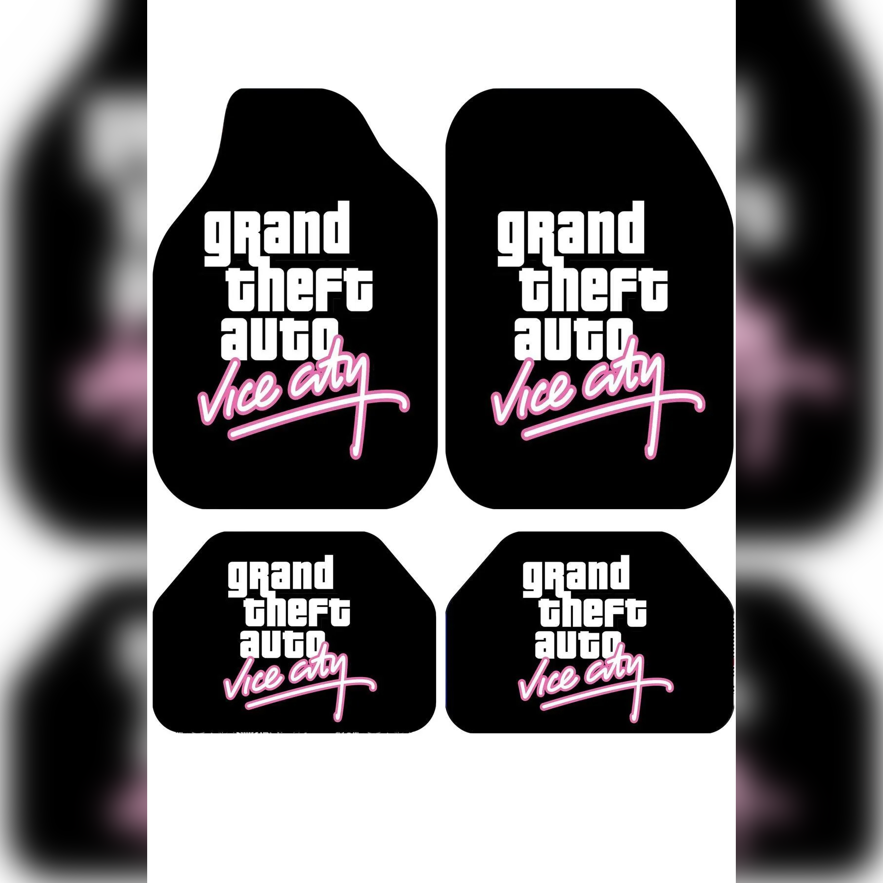 VICE CITY NEON – GTA Temalı Kişiye Özel Tasarım Universal Premium Araç İçi Oto Paspası 4'lü Set– Tüm Araç Modellerine Uyumlu-Kaymaz DOT Taban