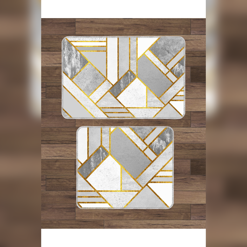 Banyo Paspası 2'li Set Kaymaz Tabanlı ve Yıkanabilir 60x90 Cm - 50x60 Cm