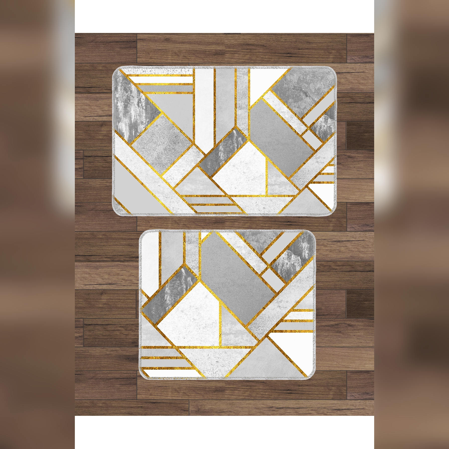 Banyo Paspası 2'li Set Kaymaz Tabanlı ve Yıkanabilir 60x90 Cm - 50x60 Cm