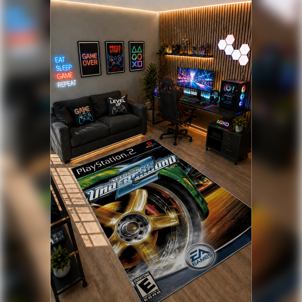 Gamer Collection Kişiye Özel Üretim Dekoratif Kaymaz Taban Oyun Odası Halısı – Dijital Baskı Yıkanabilir – Farklı Ölçü Seçenekleri