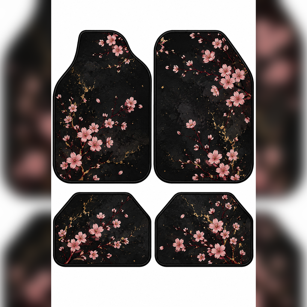 Sakura Night Tasarım Universal Premium Araç İçi Oto Paspası 4'lü Set – Tüm Araç Modellerine Uygun – Kaymaz DOT Taban