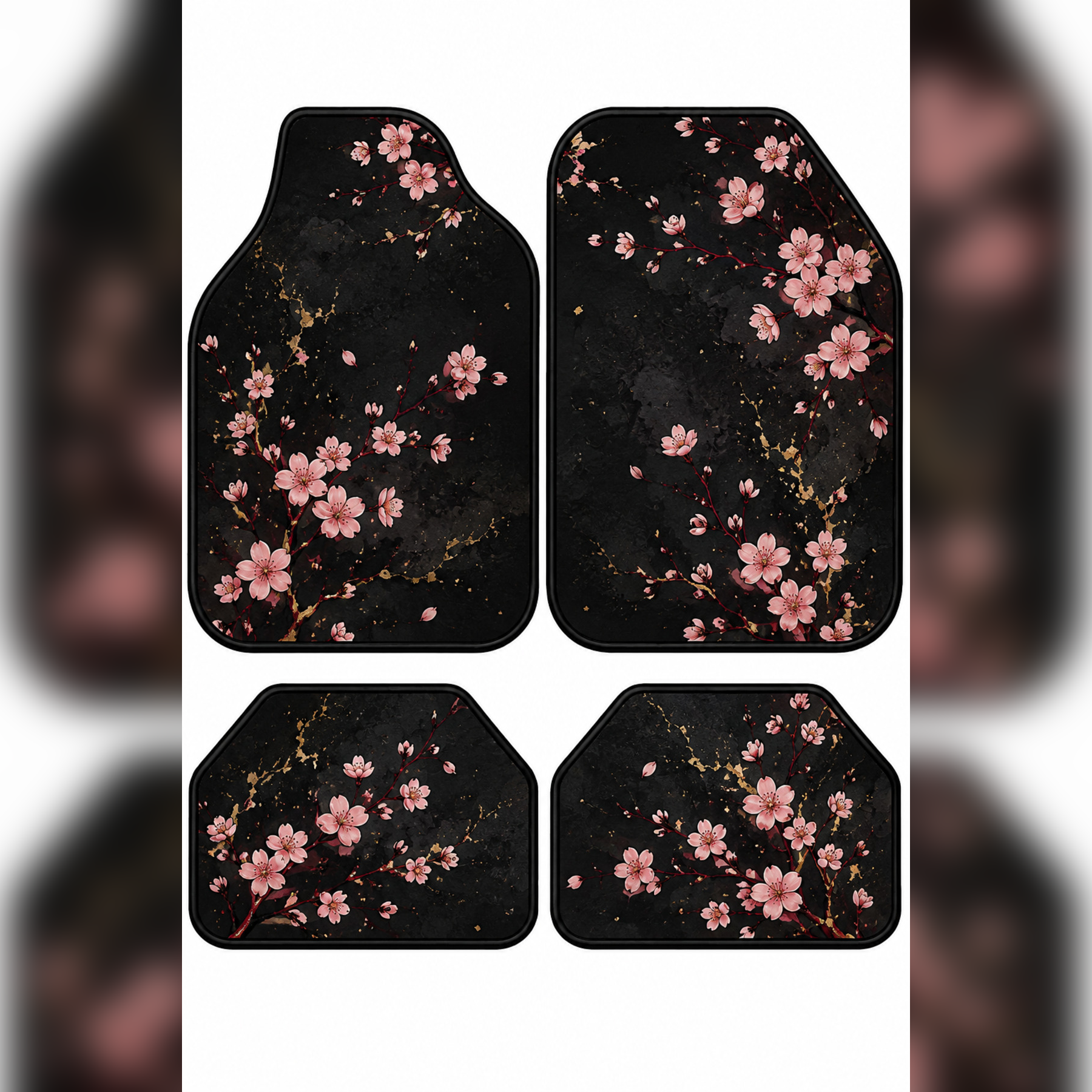 Sakura Night Tasarım Universal Premium Araç İçi Oto Paspası 4'lü Set – Tüm Araç Modellerine Uygun – Kaymaz DOT Taban