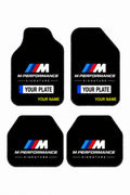 BMW-M - Custom Name and License Plate Printed Universal Premium 4-Piece Car Floor Mat Set – Compatible with All Car Models