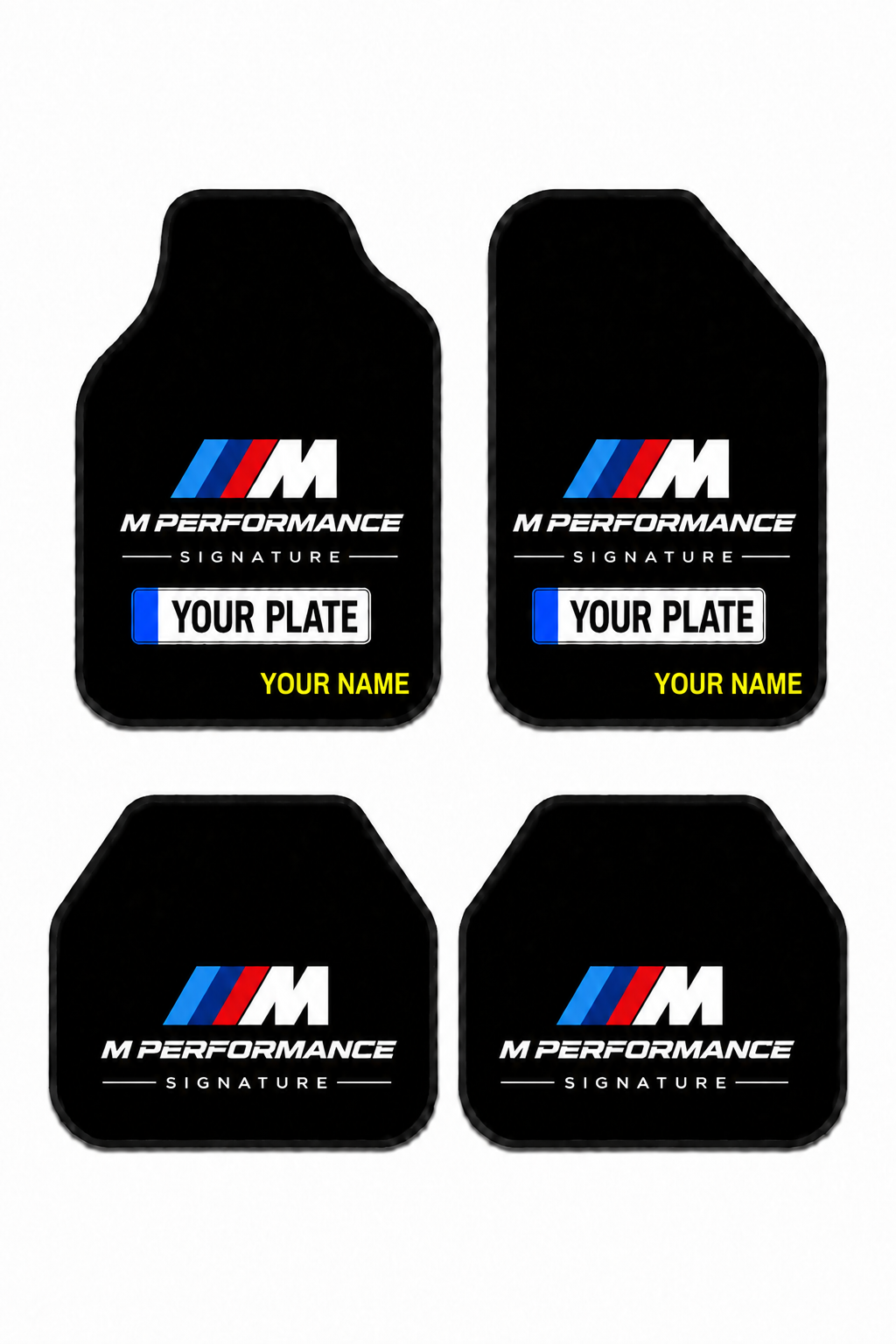 BMW-M - Custom Name and License Plate Printed Universal Premium 4-Piece Car Floor Mat Set – Compatible with All Car Models