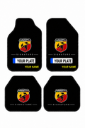 Fiat Abarth Signature Kişiye Özel İsim ve Plaka Baskılı Universal Premium Araç İçi Oto Paspası 4'lü Set– Tüm Araç Modellerine Uyumlu-Kaymaz DOT Taban