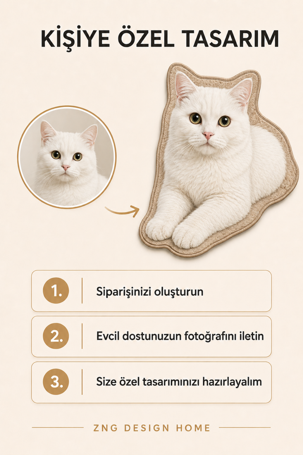 Beyaz Scottish Fold Anne ve Yavruları Figürlü Mama Paspası Dijital Baskı Kaymaz Taban Yıkanabilir Halı – Farklı Ölçü Seçenekleri - ürün detay görseli 1