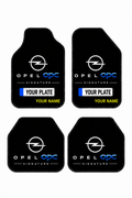 OPEL OPC Personalized Name and License Plate Printed Universal Premium Car Floor Mat 4-Piece Set – Compatible with All Car Models – Non-Slip DOT Backing