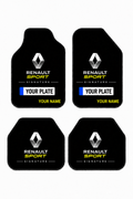 Renault Sport Signature Personalized Name and Plate Printed Universal Premium Car Floor Mat 4-Piece Set – Compatible with All Car Models - Non-Slip DOT Base