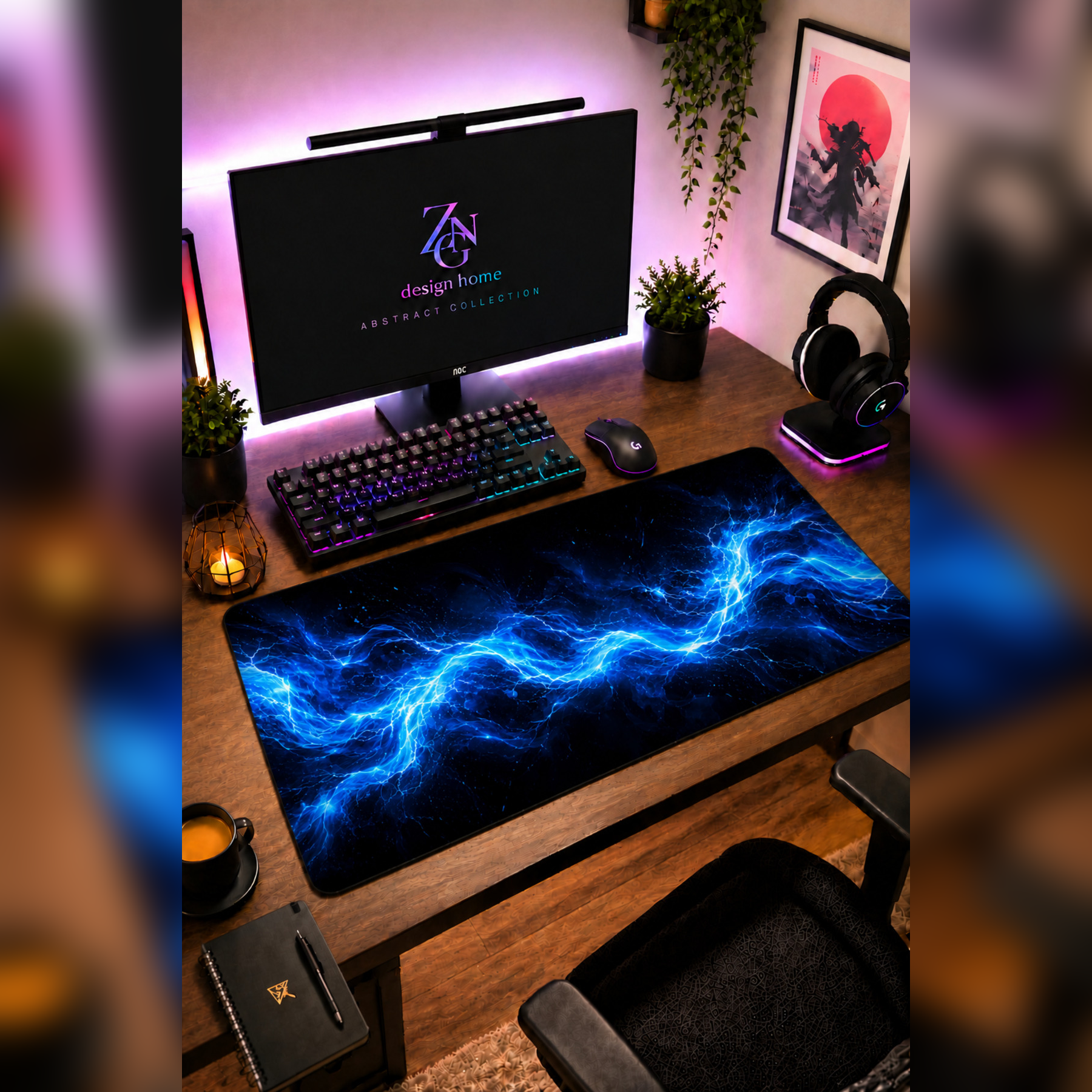 Abstract Collection 80x40 cm Büyük Boy Gaming Mousepad Kaymaz Taban Deskmat