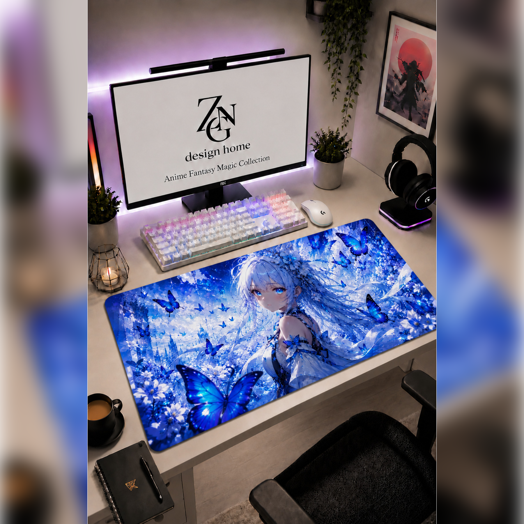 Anime Fantasy Magic Collection 80x40 cm Büyük Boy Gaming Mousepad Kaymaz Taban Deskmat