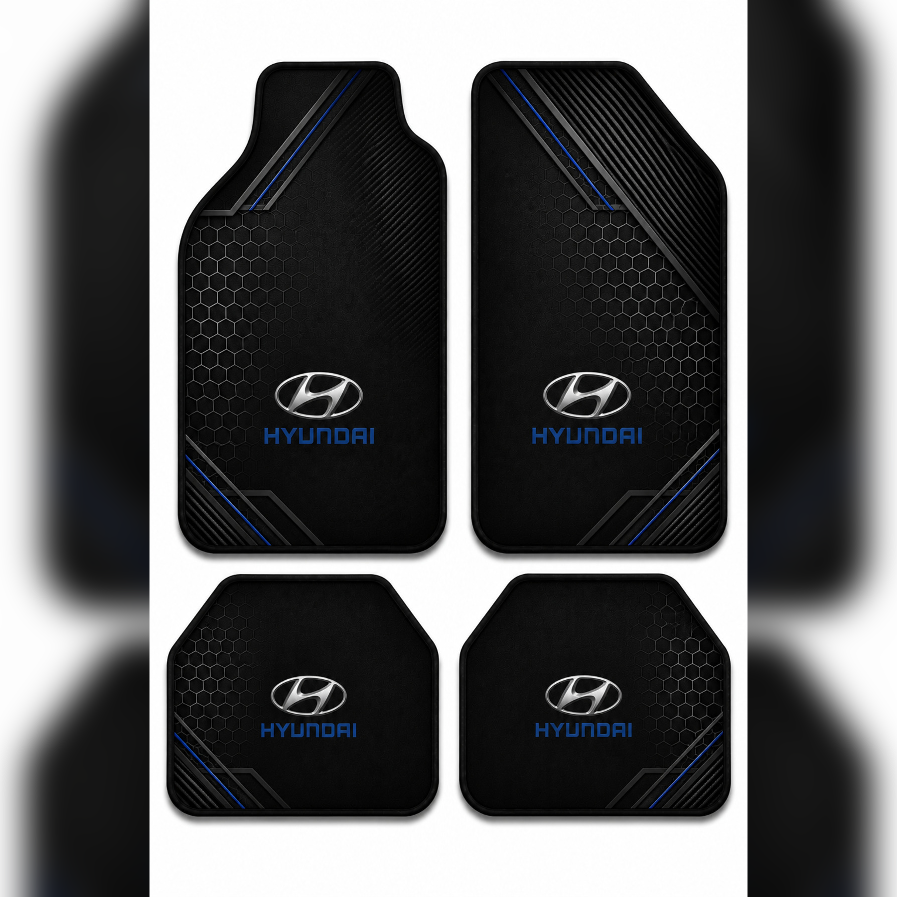 Hyundai Tasarımlı Universal Premium Araç İçi Oto Paspası 4'lü Set – Kaymaz DOT TabanTüm Araç Modellerine Uyumlu-Kaymaz DOT Taban