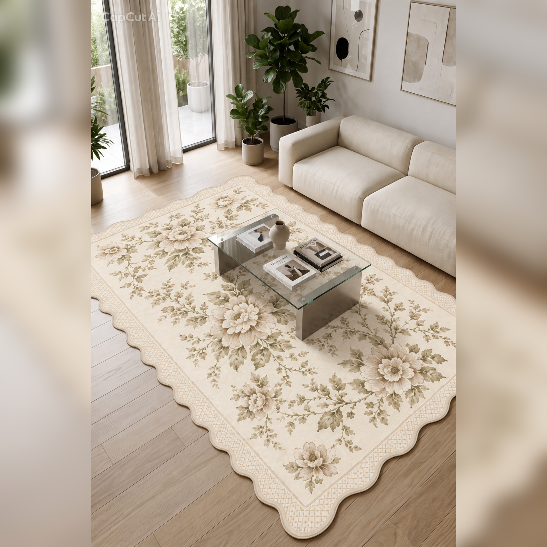Botanica Luxe Collection English Rose Kişiye Özel Üretim Dekoratif Kaymaz Taban Salon/Yatak /Oturma odası Halısı – Dijital Baskı, Yıkanabilir, Farklı Ölçü Seçenekleri