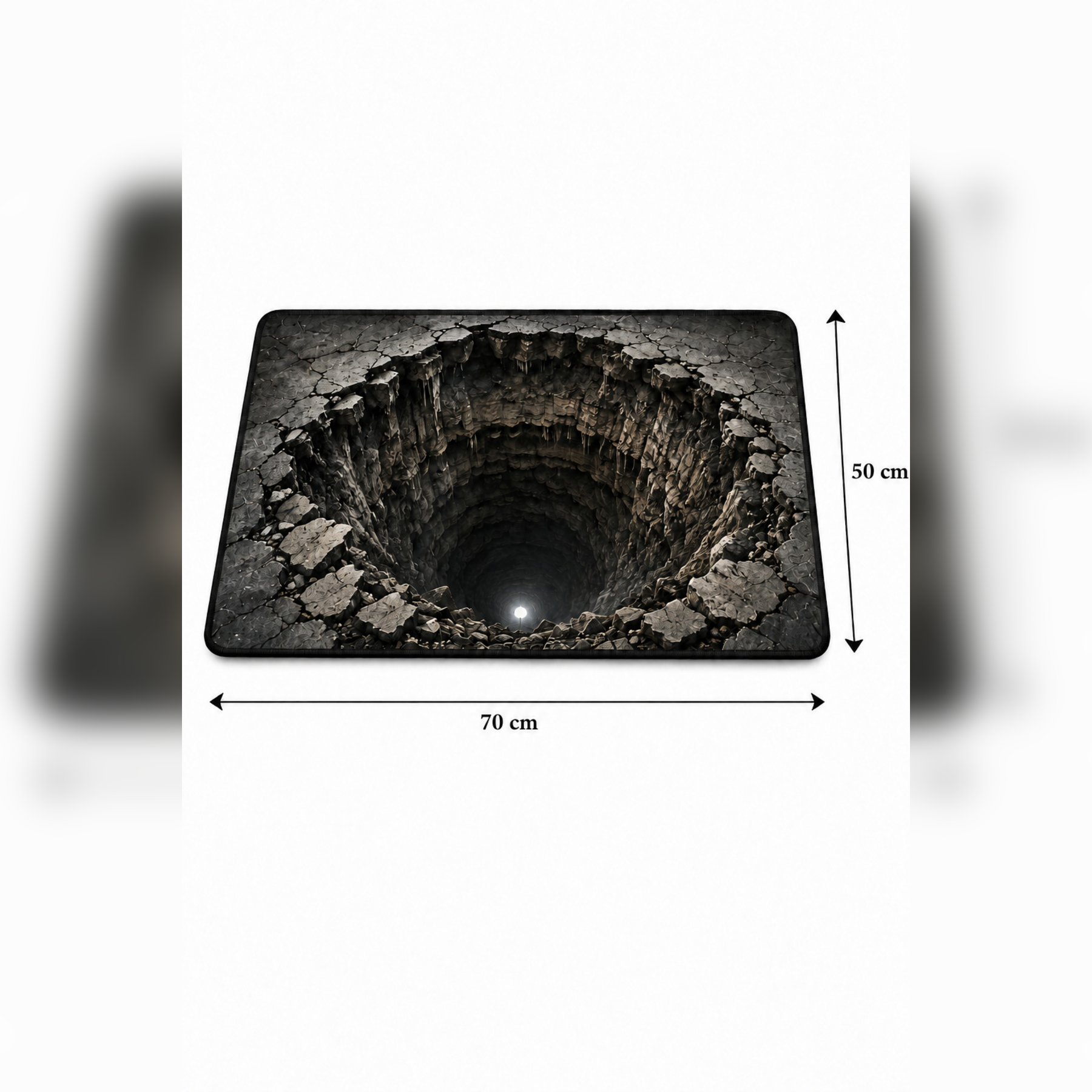 Çatlak Zemin Çukuru 3D İllüzyon Kapı Önü Paspası 70×50 cm -60 x 90 cm – Kaymaz Taban – Kişiye Özel Tasarım Seçeneği