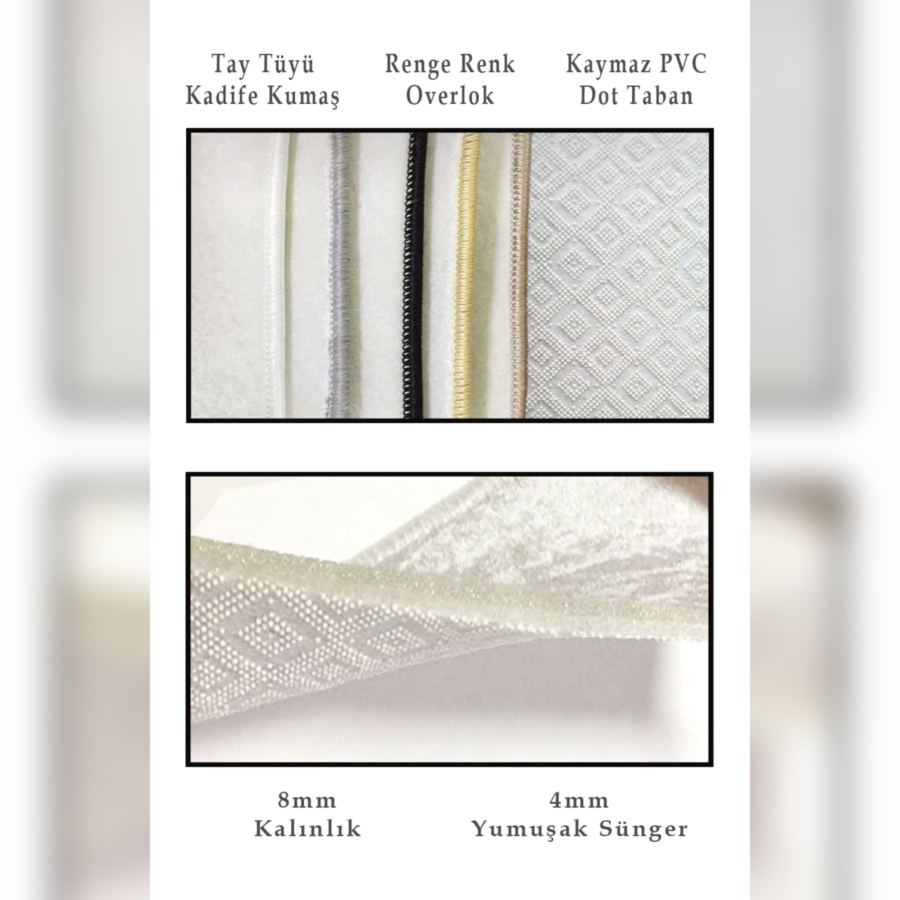 Banyo Paspası 2'li Set Kaymaz Tabanlı ve Yıkanabilir 60x90 Cm - 50x60 Cm