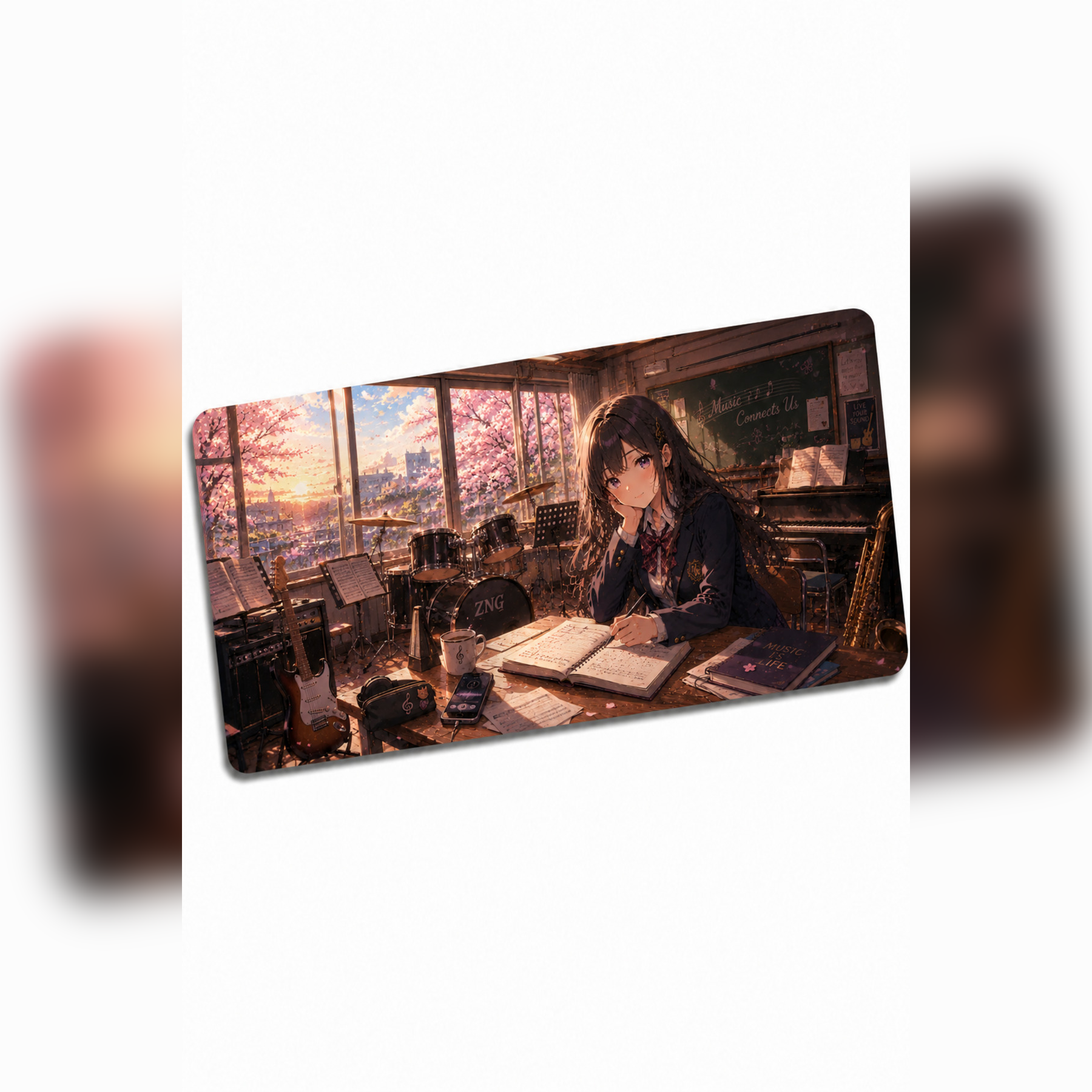 Anime scholl-cafe Collection 80x40 cm Büyük Boy Gaming Mousepad Kaymaz Taban Deskmat