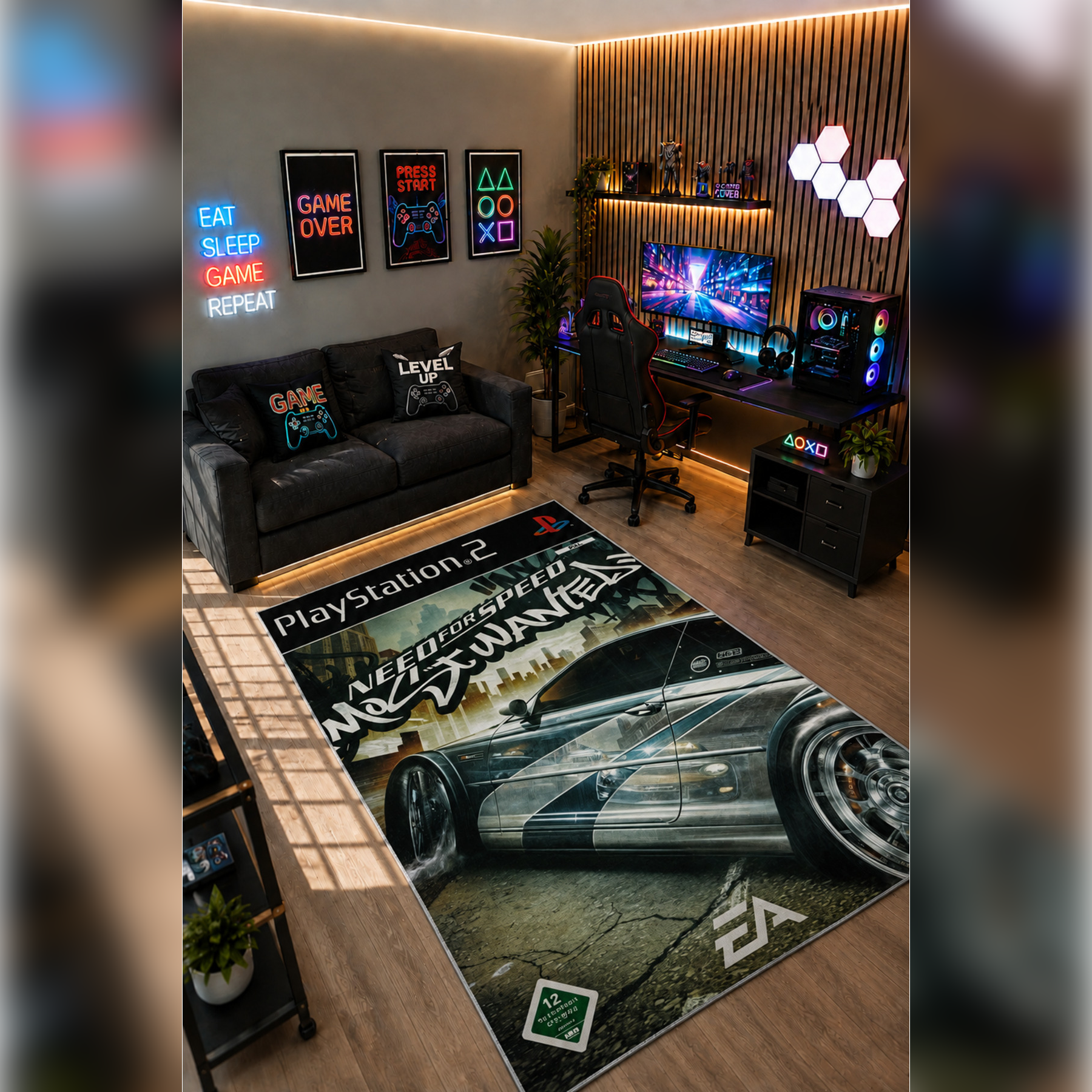 Gamer Collection Kişiye Özel Üretim Dekoratif Kaymaz Taban Oyun Odası Halısı – Dijital Baskı Yıkanabilir – Farklı Ölçü Seçenekleri