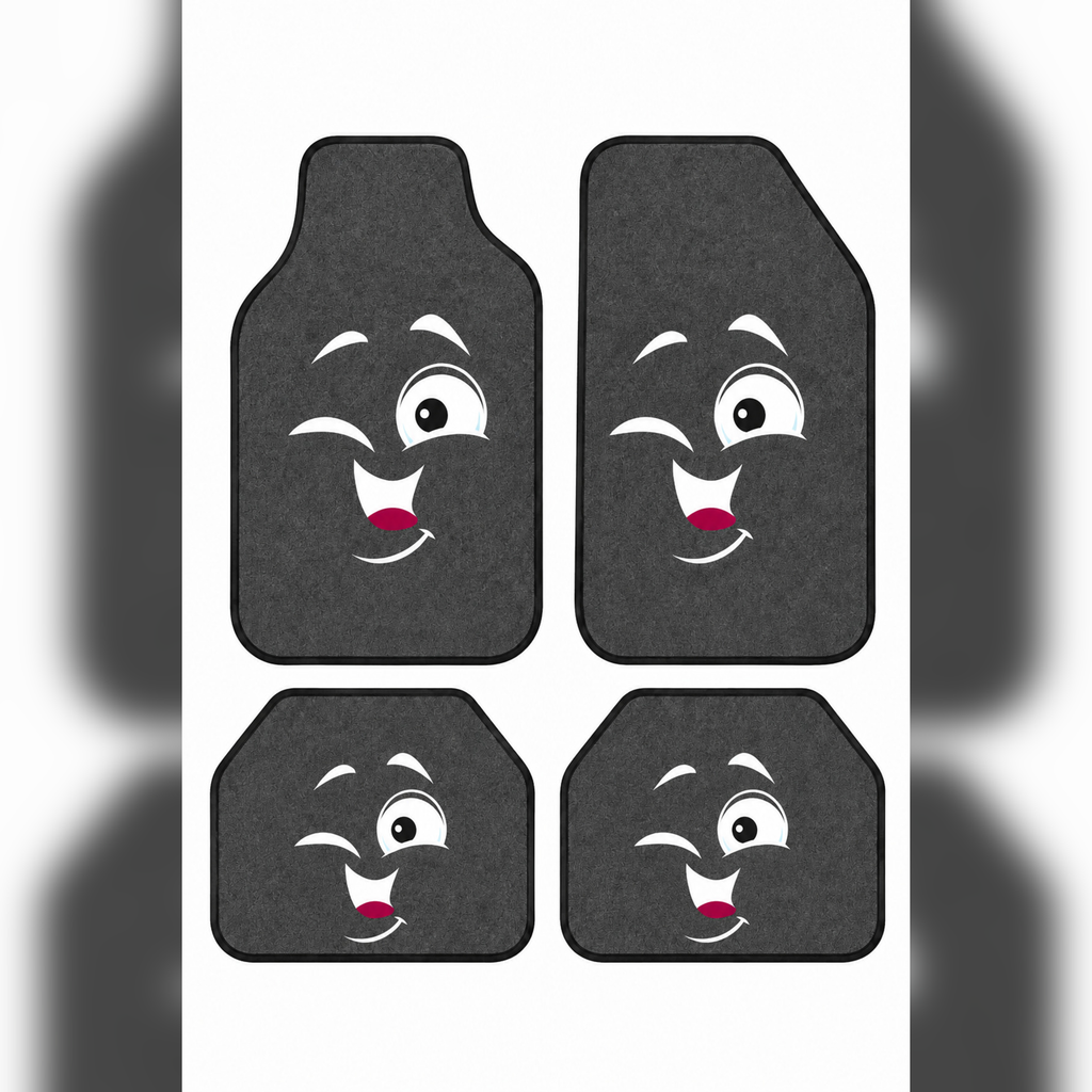 EMOJİ Tasarımlı Premium Araç İçi Oto Paspası 4'lü Set – Tüm Araç Modellerine Uygun – Kaymaz DOT Taban