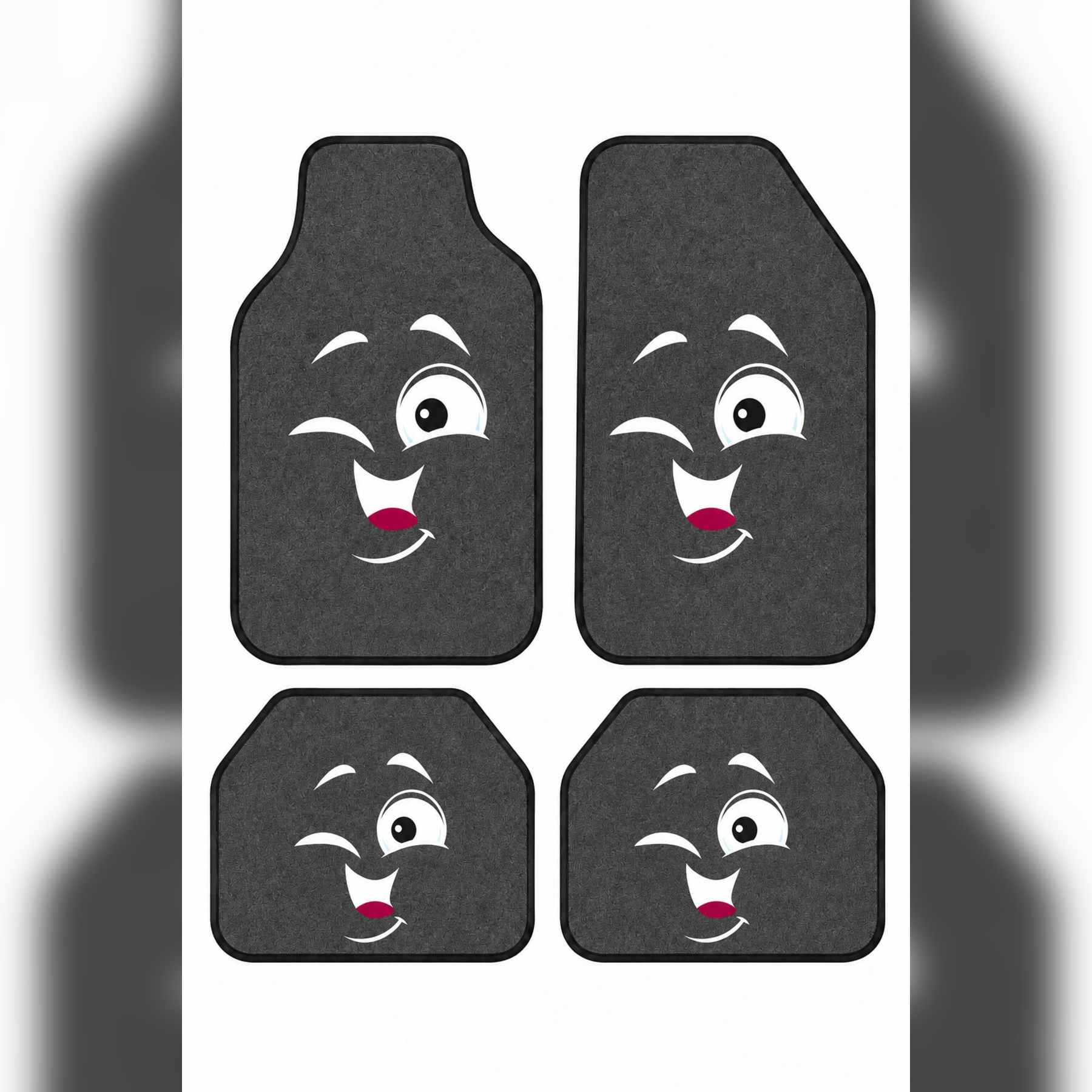 EMOJİ Tasarımlı Premium Araç İçi Oto Paspası 4'lü Set – Tüm Araç Modellerine Uygun – Kaymaz DOT Taban