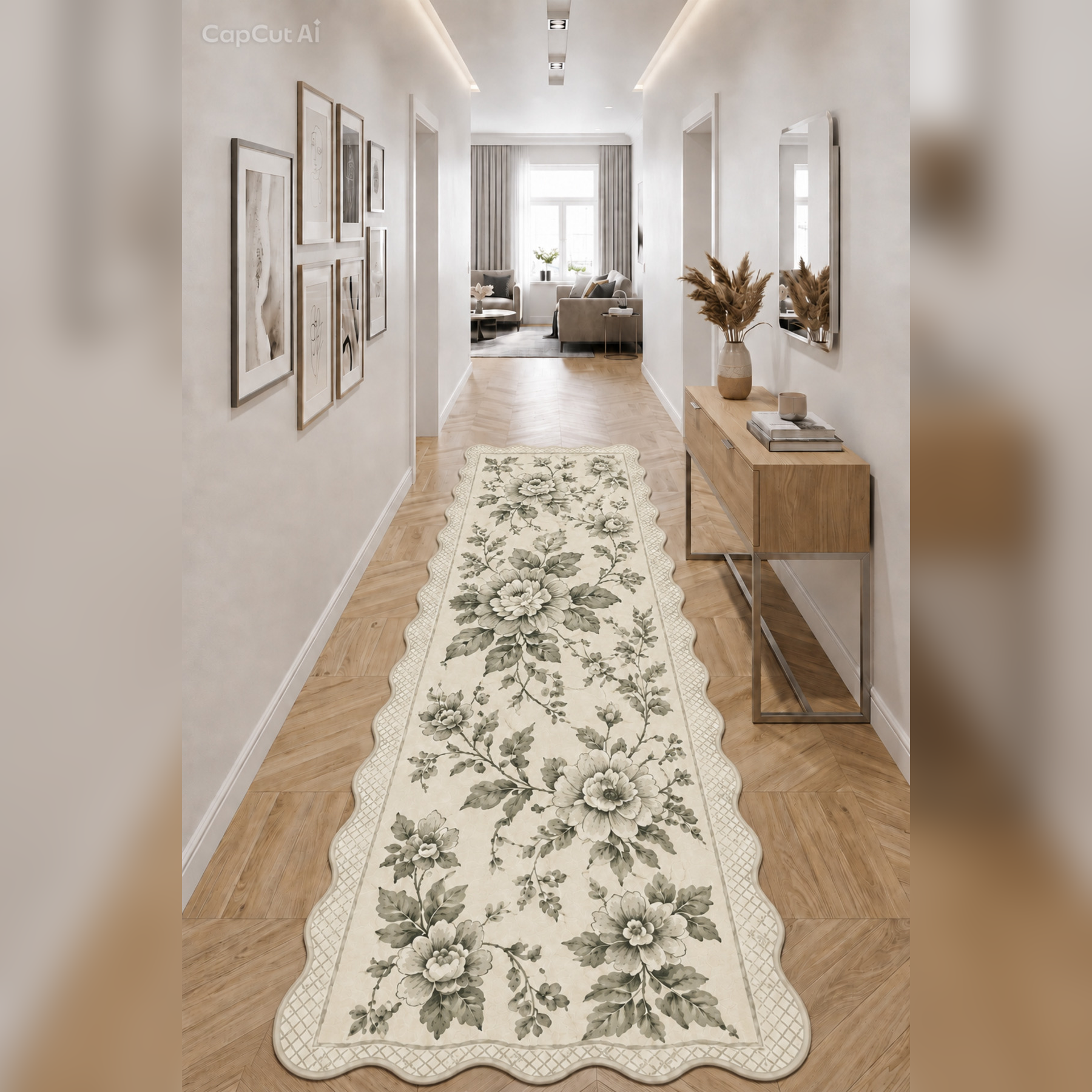 Botanica Luxe Collection English Rose Kişiye Özel Üretim Dekoratif Kaymaz Taban Antre/Hol Halısı – Dijital Baskı, Yıkanabilir, Farklı Ölçü Seçenekleri