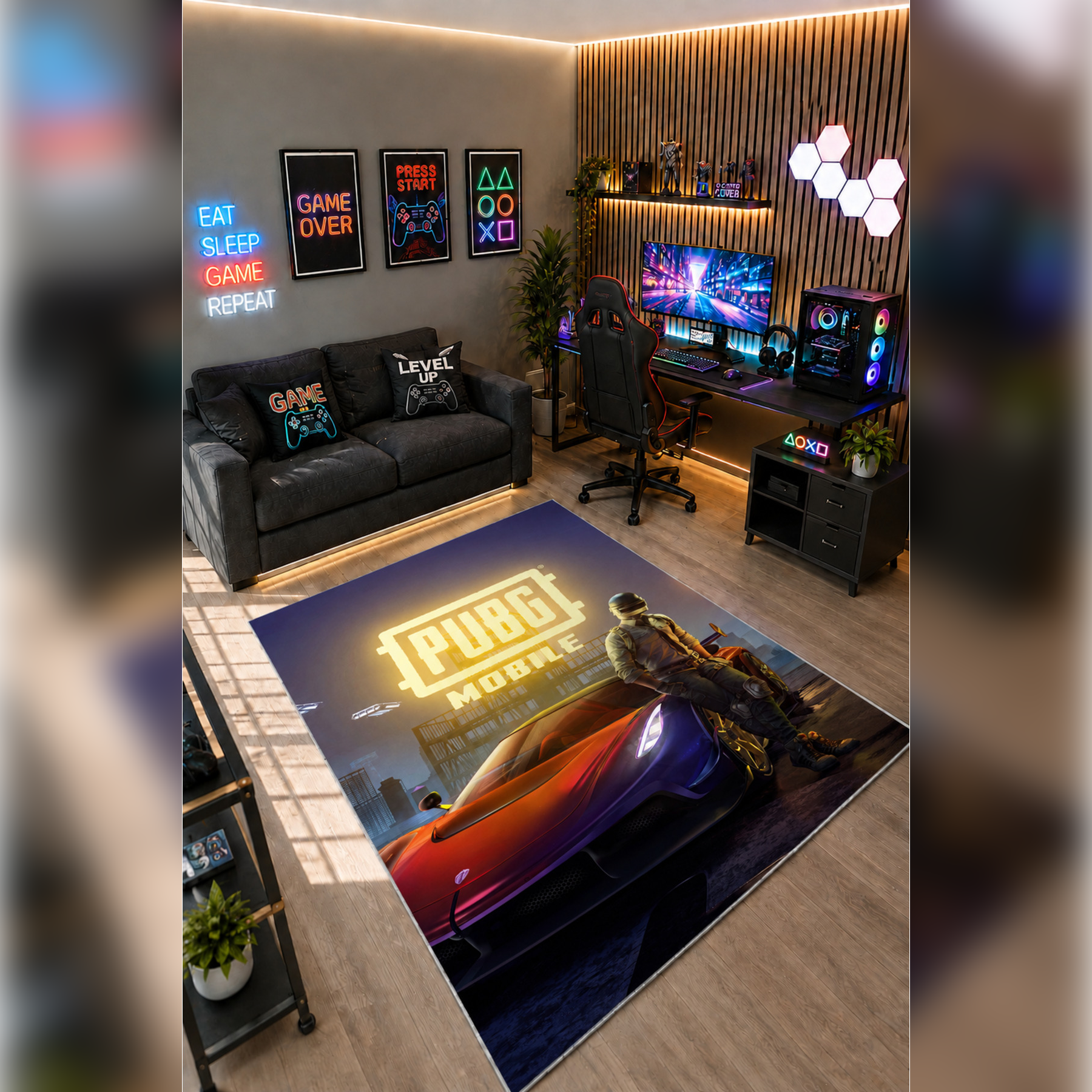 Gamer Collection Kişiye Özel Üretim Dekoratif Kaymaz Taban Oyun Odası Halısı – Dijital Baskı Yıkanabilir – Farklı Ölçü Seçenekleri