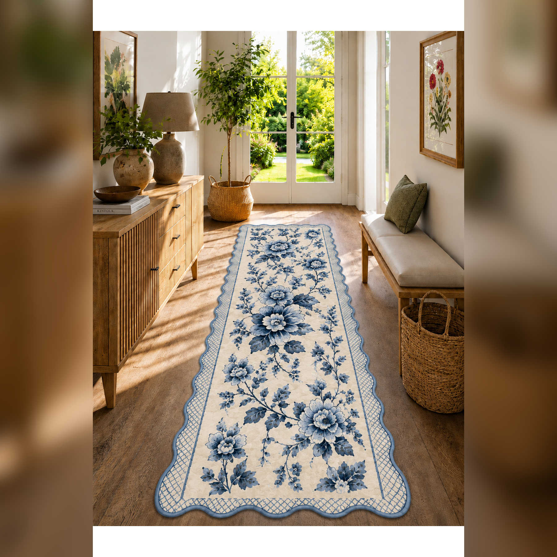 Botanica Luxe Collection English Rose Kişiye Özel Üretim Dekoratif Kaymaz Taban Antre/Hol Halısı – Dijital Baskı, Yıkanabilir, Farklı Ölçü Seçenekleri