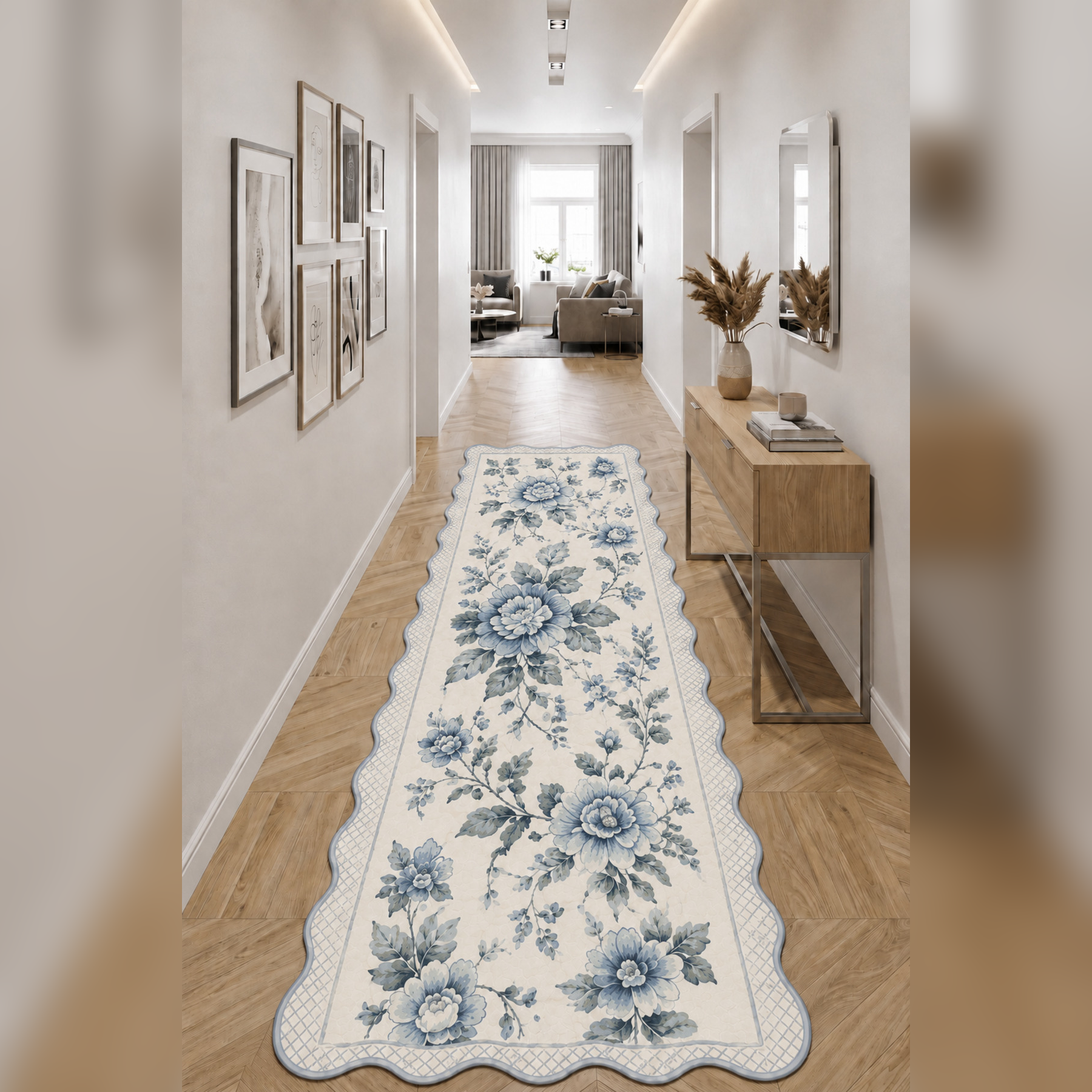 Botanica Luxe Collection English Rose Kişiye Özel Üretim Dekoratif Kaymaz Taban Antre/Hol Halısı – Dijital Baskı, Yıkanabilir, Farklı Ölçü Seçenekleri