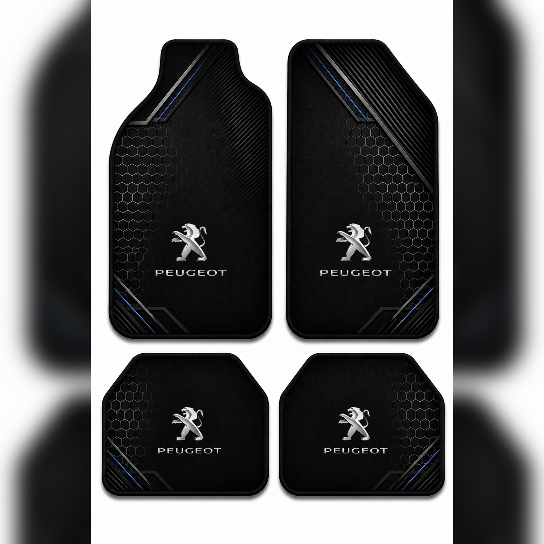Peugeot Temalı Universal Premium Araç İçi Oto Paspası 4'lü Set – Tüm Araç Modellerine Uygun – Kaymaz DOT Taban