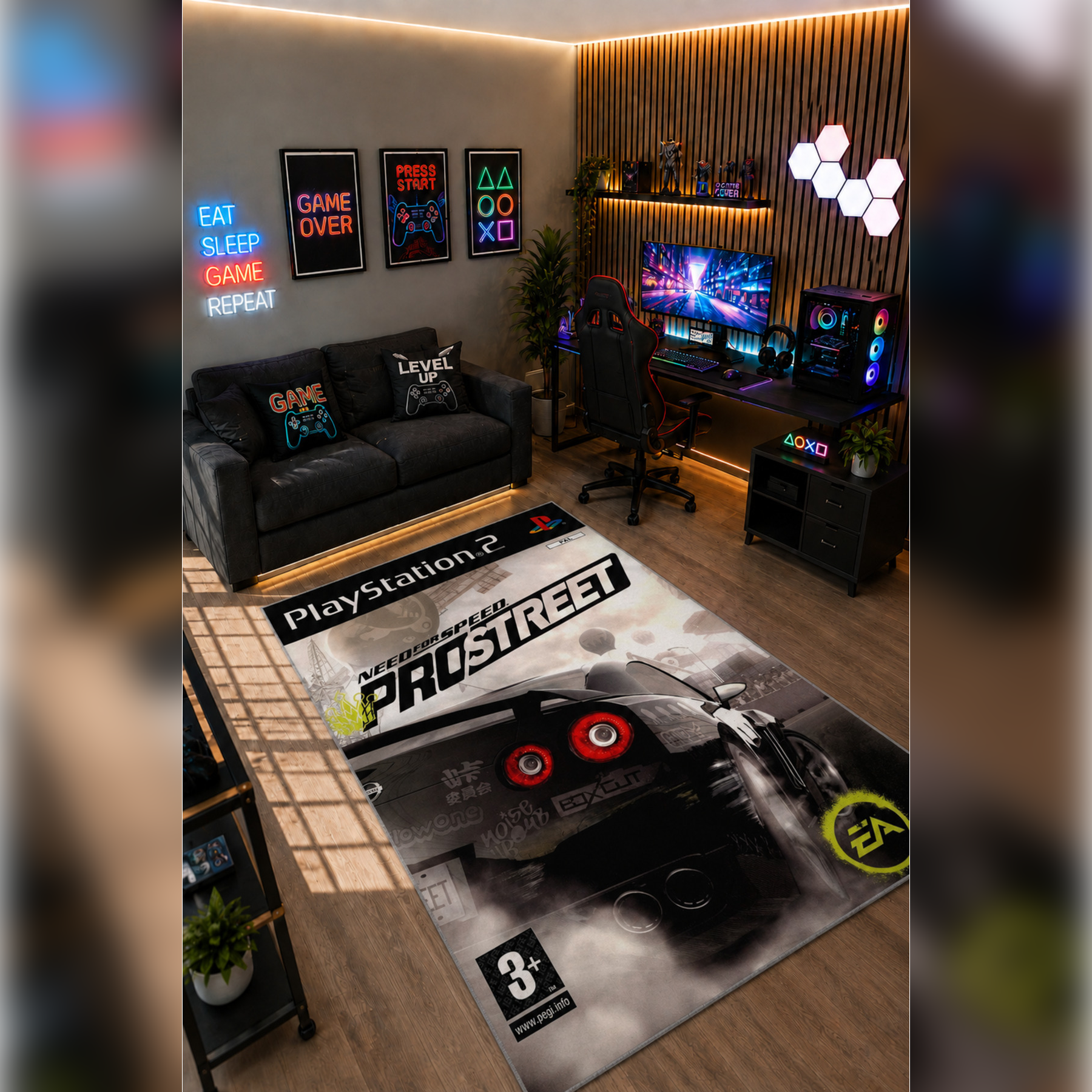 Gamer Collection Kişiye Özel Üretim Dekoratif Kaymaz Taban Oyun Odası Halısı – Dijital Baskı Yıkanabilir – Farklı Ölçü Seçenekleri