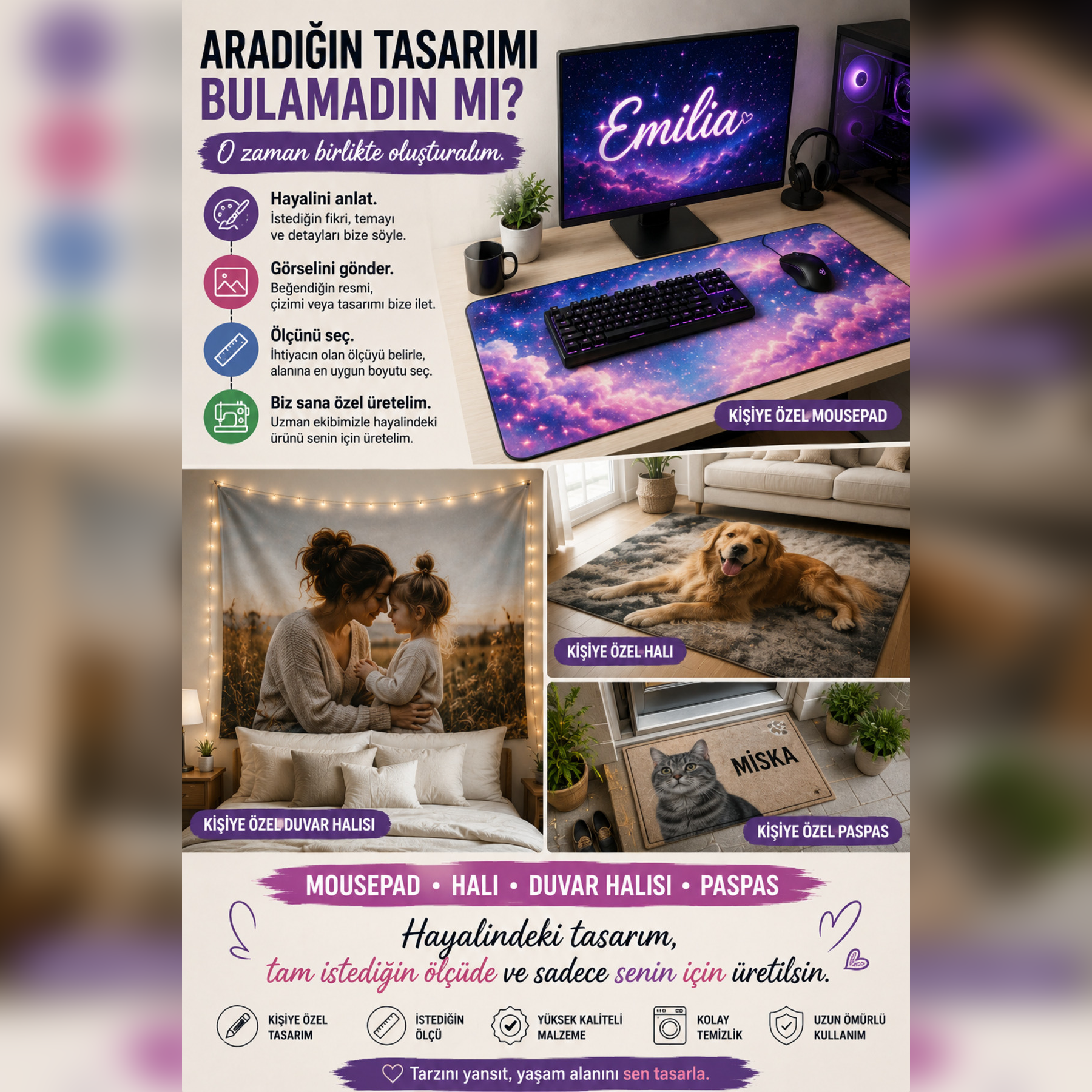 Banyo Paspası 2'li Set Kaymaz Tabanlı ve Yıkanabilir 60x90 Cm - 50x60 Cm