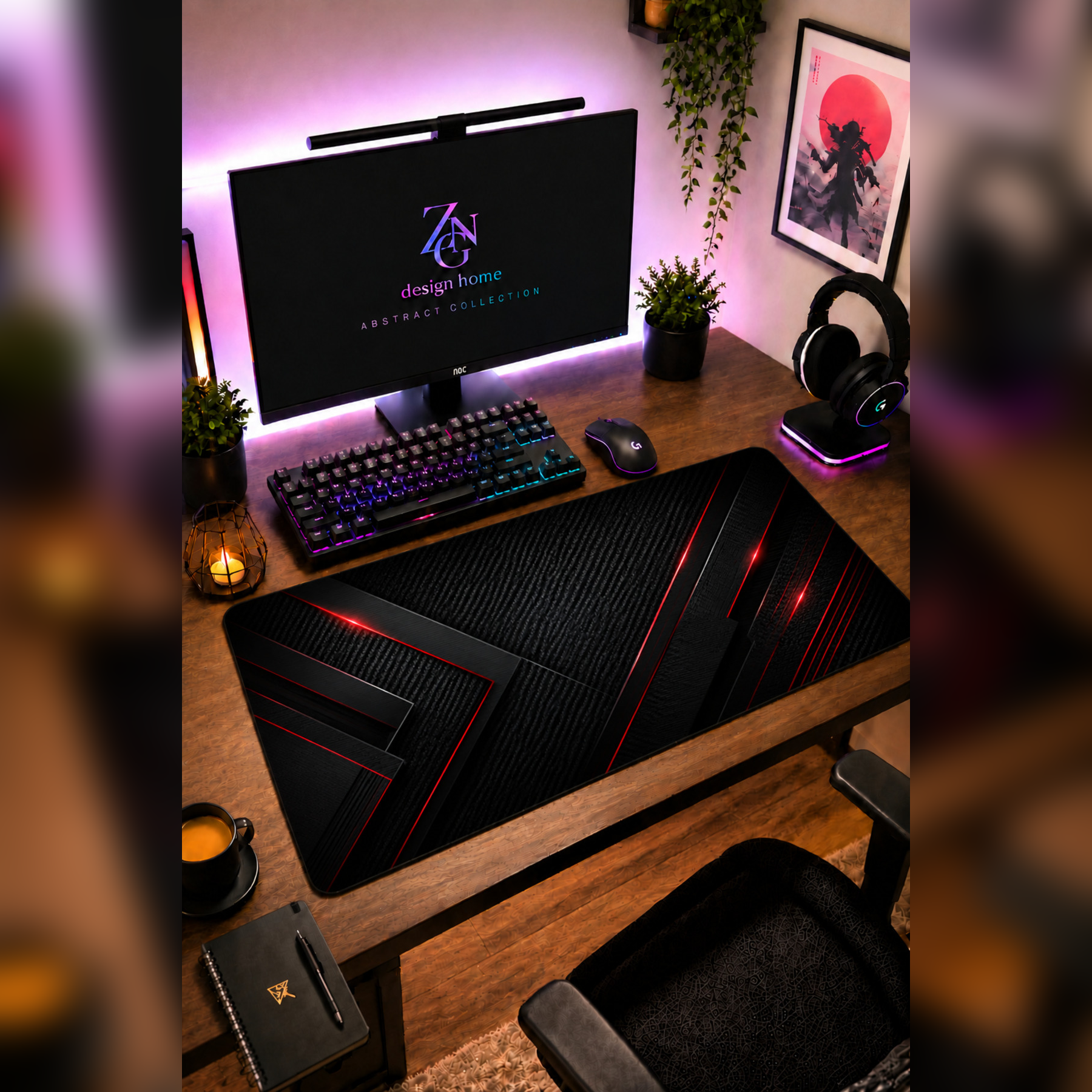 Abstract Collection 80x40 cm Büyük Boy Gaming Mousepad Kaymaz Taban Deskmat
