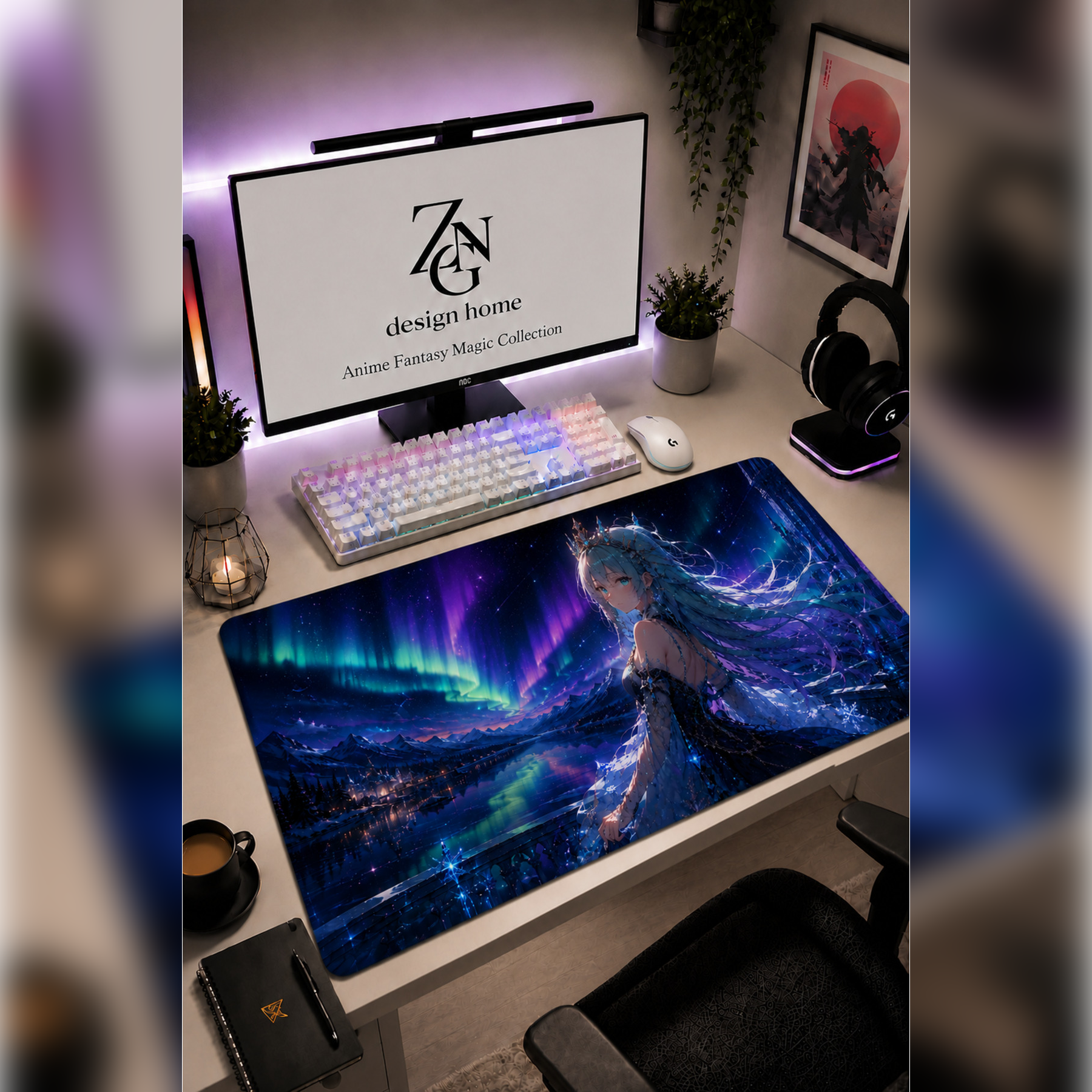 Anime Fantasy Magic Collection 80x40 cm Büyük Boy Gaming Mousepad Kaymaz Taban Deskmat