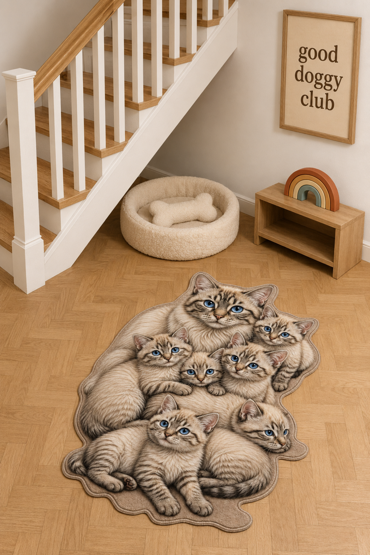 Ragdoll Lynx Point Kedi Figürlü Mama Halısı ve Paspası, Kaymaz Yıkanabilir, Farklı Ölçü - oda mock-up görseli