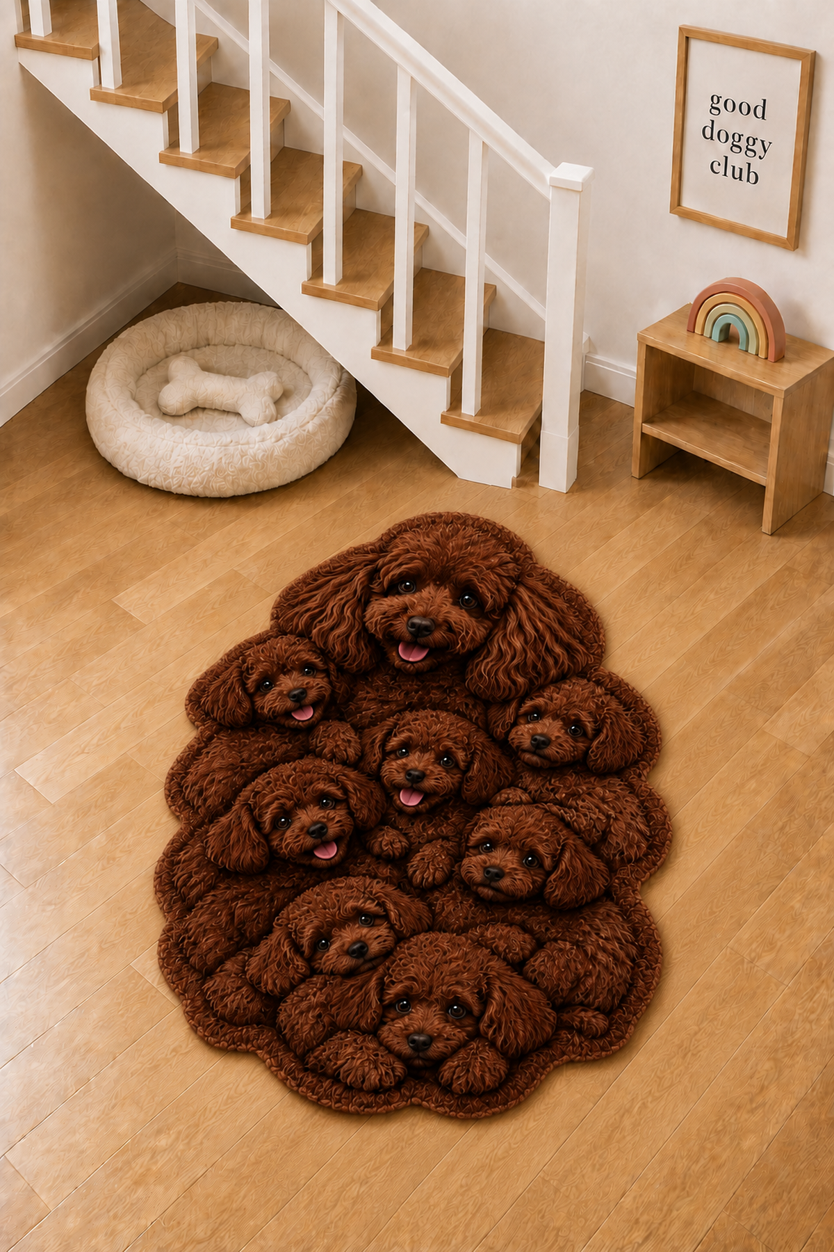 Toy Poodle Kızıl Kahve Köpek Figürlü Mama Halısı ve Paspası, Kaymaz Yıkanabilir, Farklı Ölçü - oda mock-up görseli