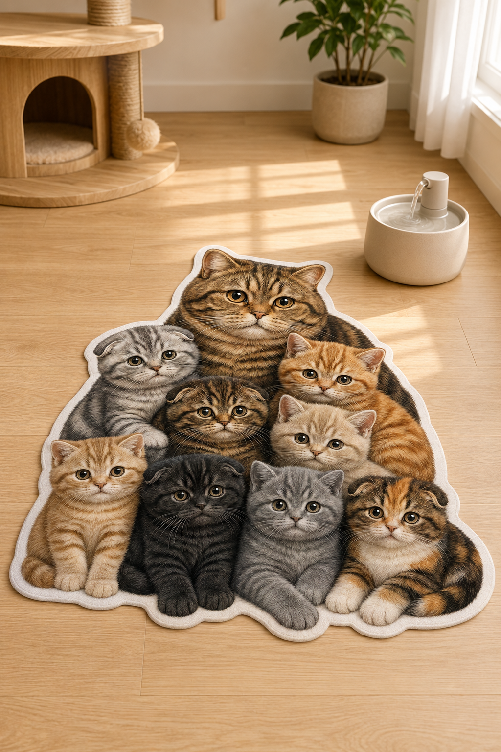 British Shorthair Çok Renkli Kedi Figürlü Mama Halısı ve Paspası, Kaymaz Yıkanabilir, Farklı Ölçü - oda mock-up görseli