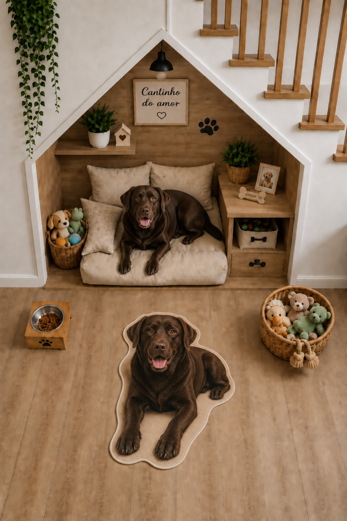 Labrador Retriever Figürlü Mama Paspası Dijital Baskı Kaymaz Taban Yıkanabilir Halı – Farklı Ölçü Seçenekleri - oda mock-up görseli