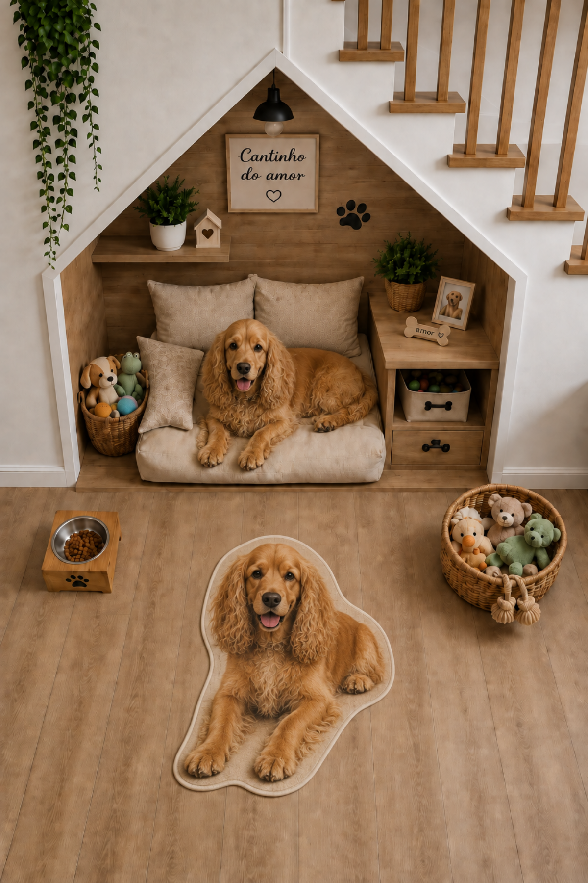 Cocker Figürlü Mama Paspası Dijital Baskı Kaymaz Taban Yıkanabilir Halı – Farklı Ölçü Seçenekleri - oda mock-up görseli