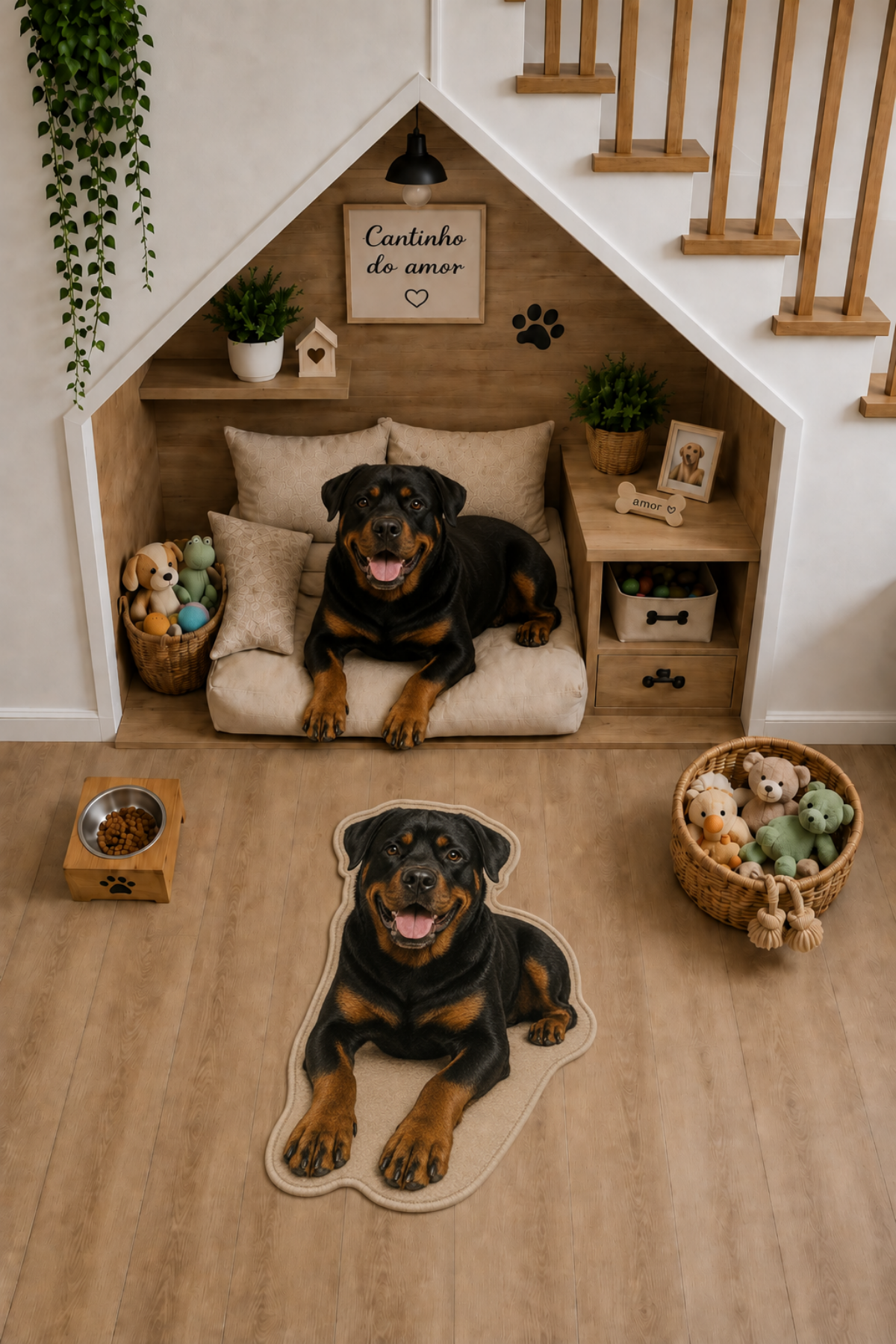Rottweiler Figürlü Mama Paspası Dijital Baskı Kaymaz Taban Yıkanabilir Halı – Farklı Ölçü Seçenekleri - oda mock-up görseli