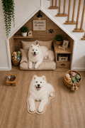 Samoyed Figürlü Mama Paspası Dijital Baskı Kaymaz Taban Yıkanabilir Halı – Farklı Ölçü Seçenekleri - oda mock-up görseli