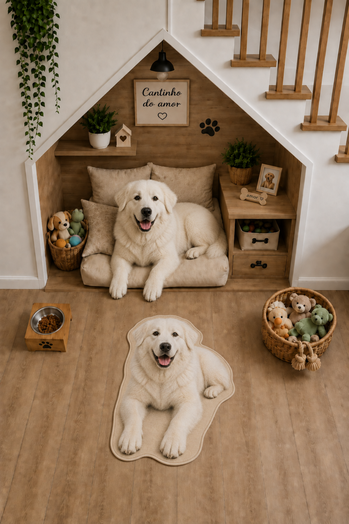 Great Pyrenees Figürlü Mama Paspası Dijital Baskı Kaymaz Taban Yıkanabilir Halı – Farklı Ölçü Seçenekleri - oda mock-up görseli