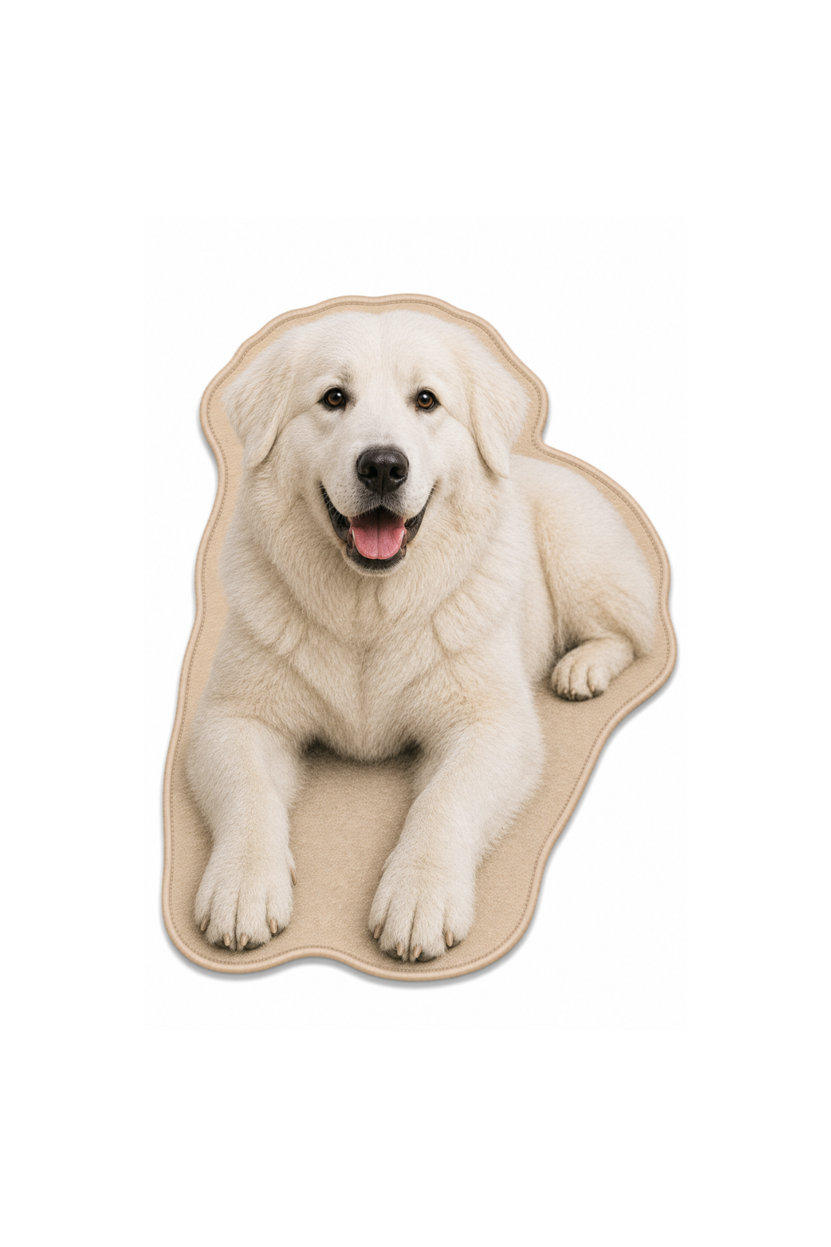 Great Pyrenees Figürlü Mama Paspası Dijital Baskı Kaymaz Taban Yıkanabilir Halı – Farklı Ölçü Seçenekleri - beyaz zeminli ürün görseli