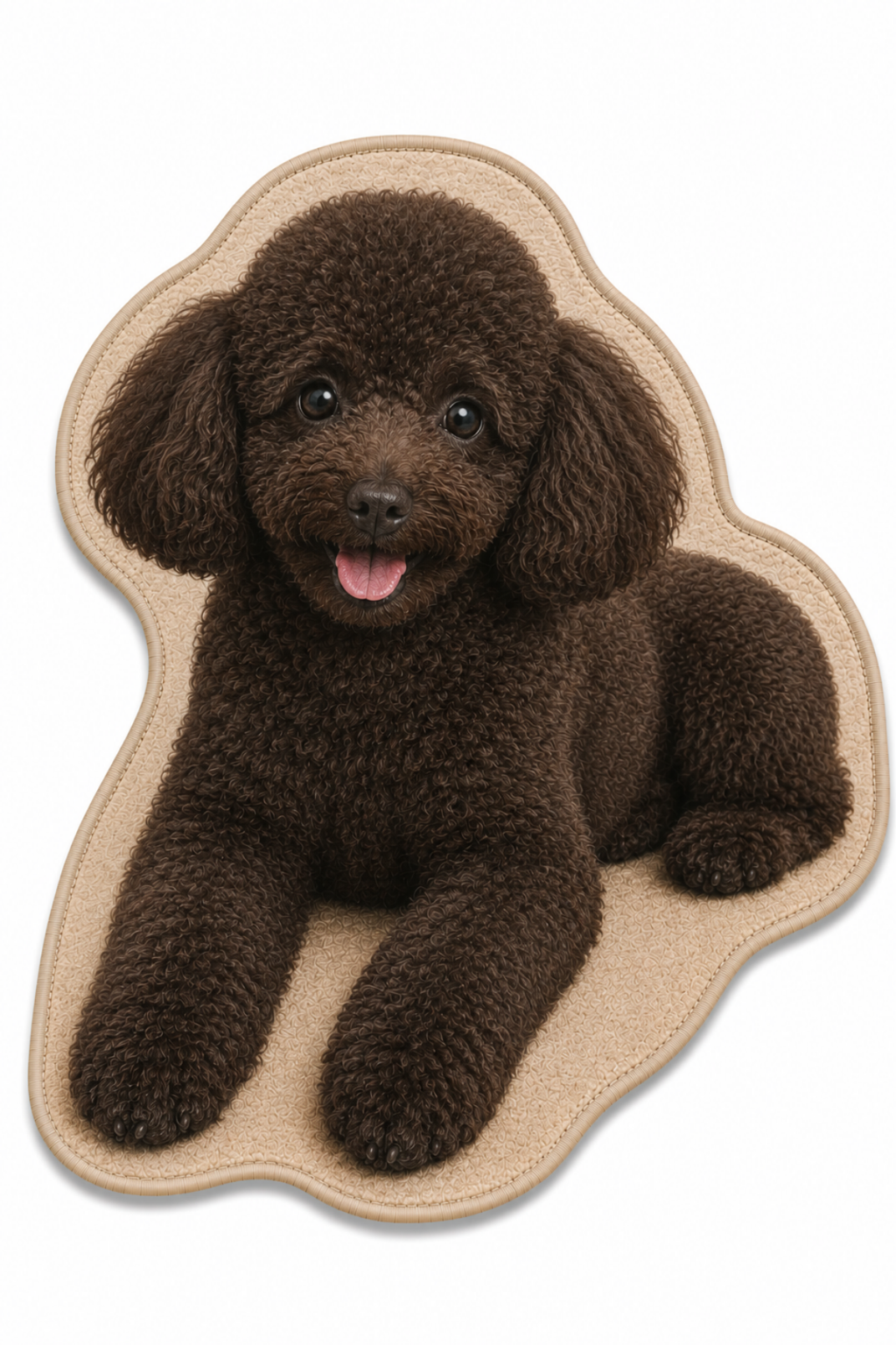 Poodle Çikolata Figürlü Mama Paspası Dijital Baskı Kaymaz Taban Yıkanabilir Halı – Farklı Ölçü Seçenekleri - beyaz zeminli ürün görseli